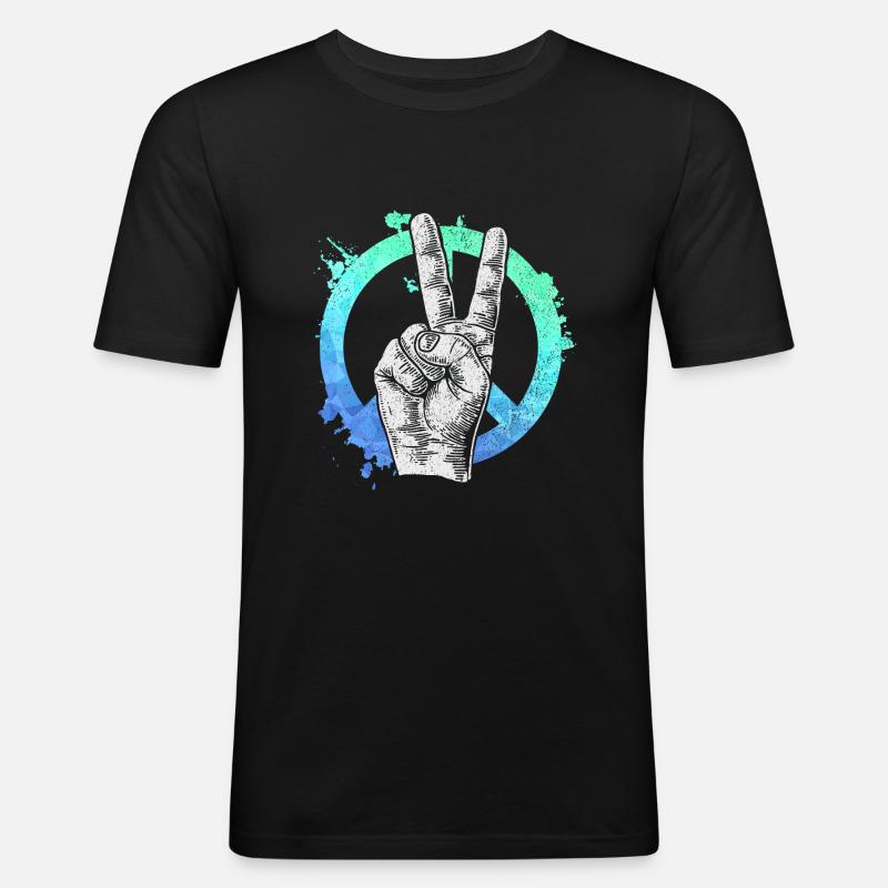 Peace Peace Sign 60s World Peace Gift - Maglietta aderente da uomo - nero