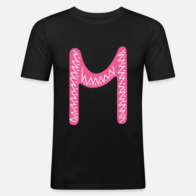Buchstabe M - Männer Slim Fit T-Shirt - Schwarz