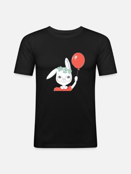 Søde påske bunny ballon gave - Herre Slim Fit T-Shirt - sort