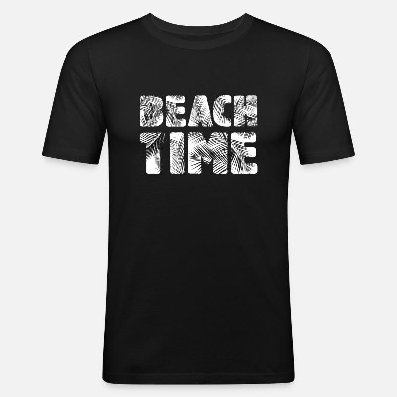 Beach Time - Männer Slim Fit T-Shirt - Schwarz