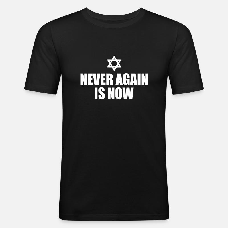 Never again is now - Männer Slim Fit T-Shirt - Schwarz