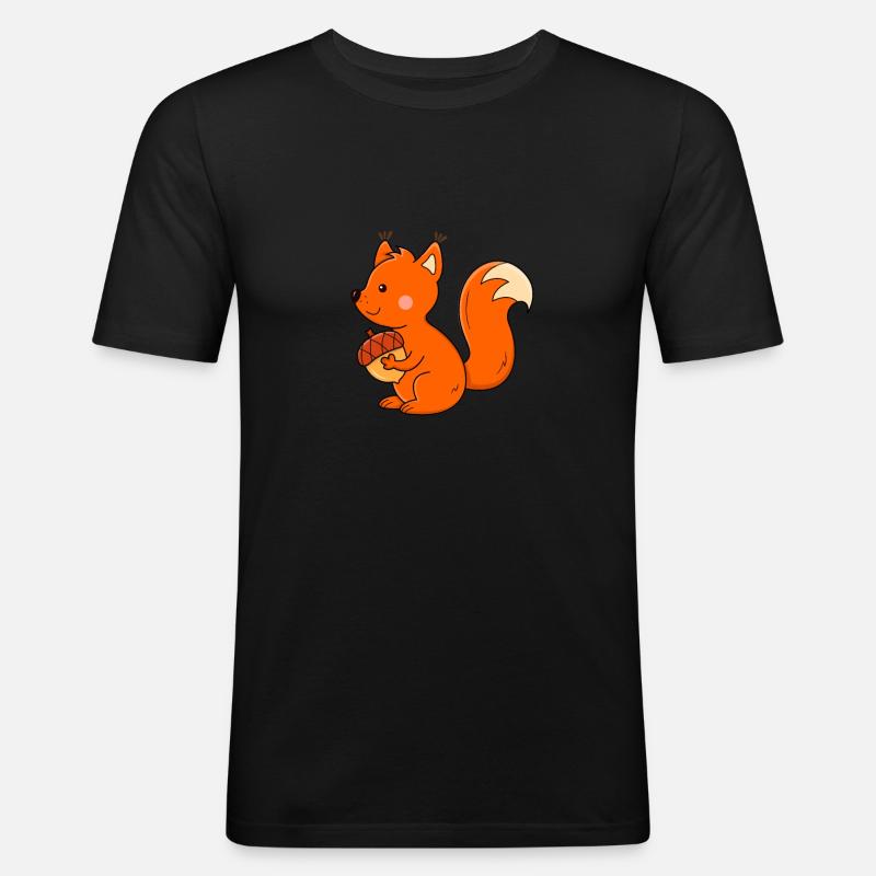 Eichhörnchen Kinder - Männer Slim Fit T-Shirt - Schwarz