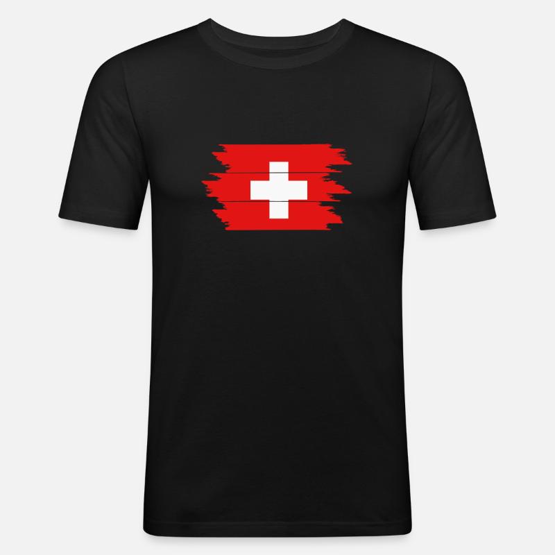 Schweiz - Männer Slim Fit T-Shirt - Schwarz