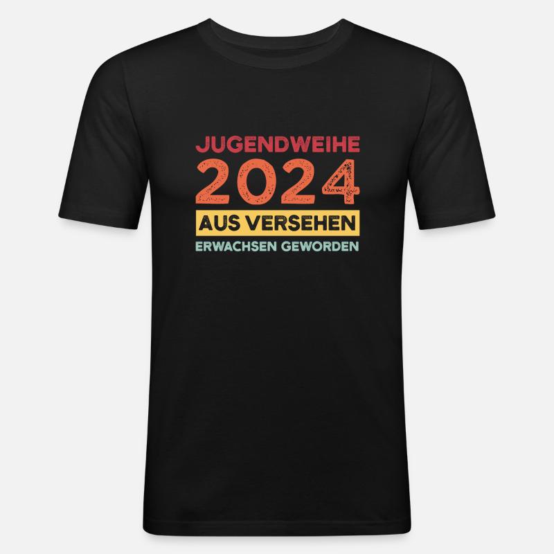 Jugendweihe 2024 Jugend Konfirmation Geschenk - Männer Slim Fit T-Shirt - Schwarz