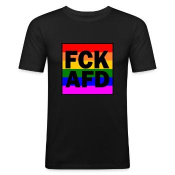 Fck afd - Männer Slim Fit T-Shirt - Schwarz - Vorne - Nik (191cm)