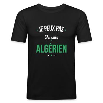Je peux pas je suis Algérien - T-shirt près du corps Homme - noir - Devant - Nik (191cm)