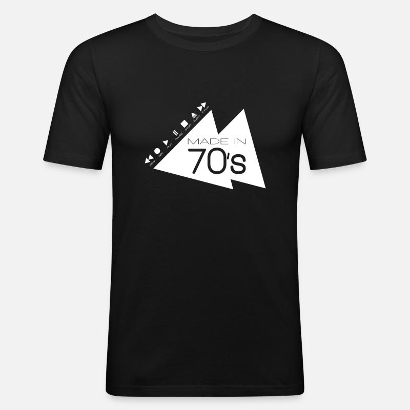 MADE IN 70s _white_ - Männer Slim Fit T-Shirt - Schwarz