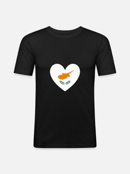 Drapeau de Chypre Coeur - T-shirt près du corps Homme - noir