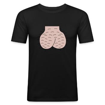 Behaarter Sack, Hoden Sex Eier - Männer Slim Fit T-Shirt - Schwarz - Vorne - Nik (191cm)