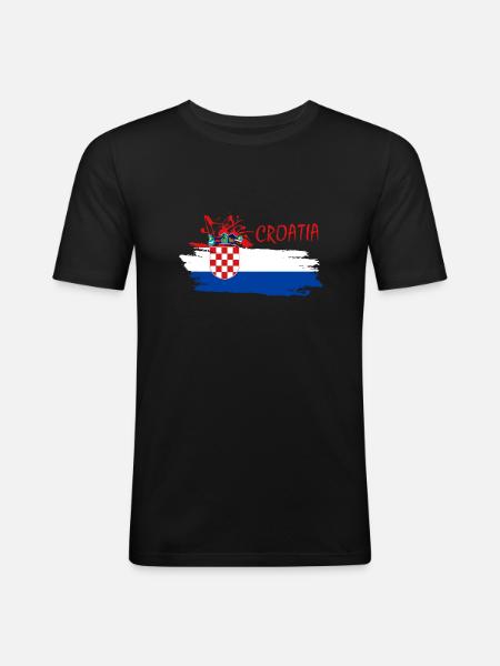 Kroatien - Männer Slim Fit T-Shirt - Schwarz