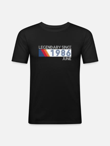 Retro SiFi Legendarisch sinds juni 1986 - Verjaardag - Mannen slim fit T-shirt - zwart
