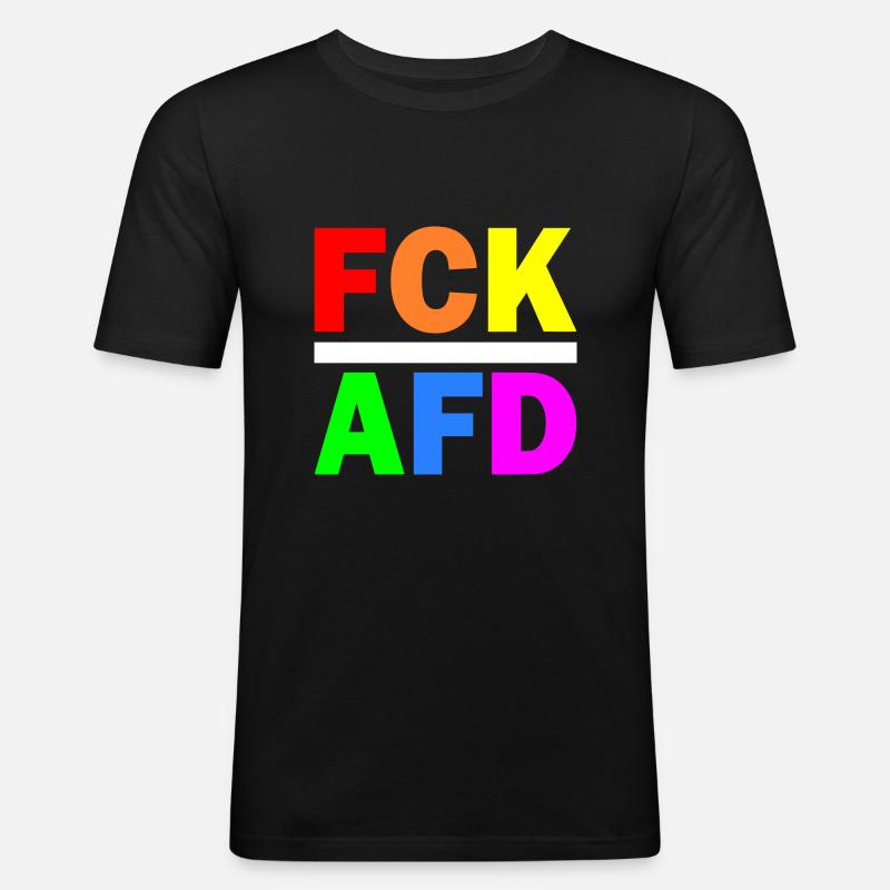 Fck afd - Männer Slim Fit T-Shirt - Schwarz
