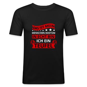 Das ist mein Menschen Kostüm Teufel Fasching - Männer Slim Fit T-Shirt - Schwarz - Vorne - Nik (191cm)