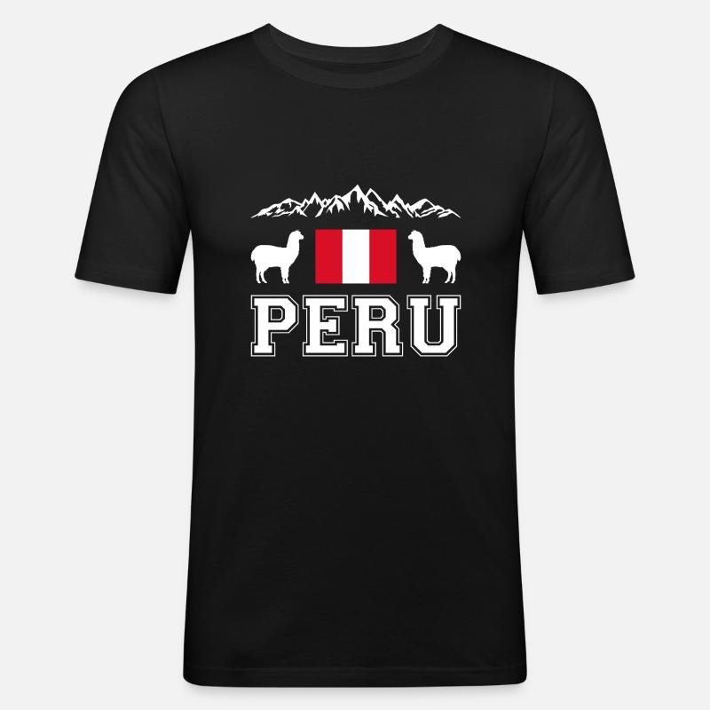 Peru - Männer Slim Fit T-Shirt - Schwarz