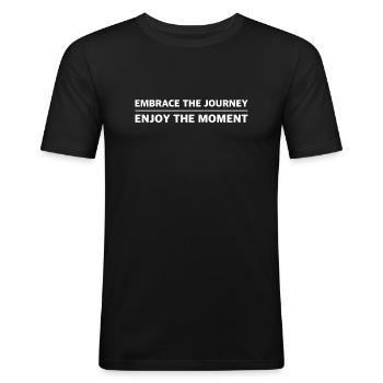 Embrace the journey, enjoy the moment | Lifestyle - Men's Slim Fit T-Shirt - black - Front - Nik (191cm)
