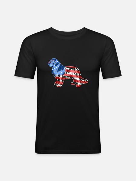 Newfoundland Dog Newfoundland Dog Flag - Men's Slim Fit T-Shirt - black