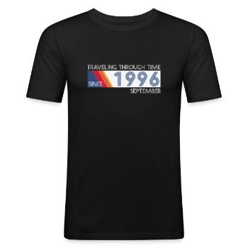 Funny Time Travel Birthday Design September 1996 - Men's Slim Fit T-Shirt - black - Front - Nik (191cm)