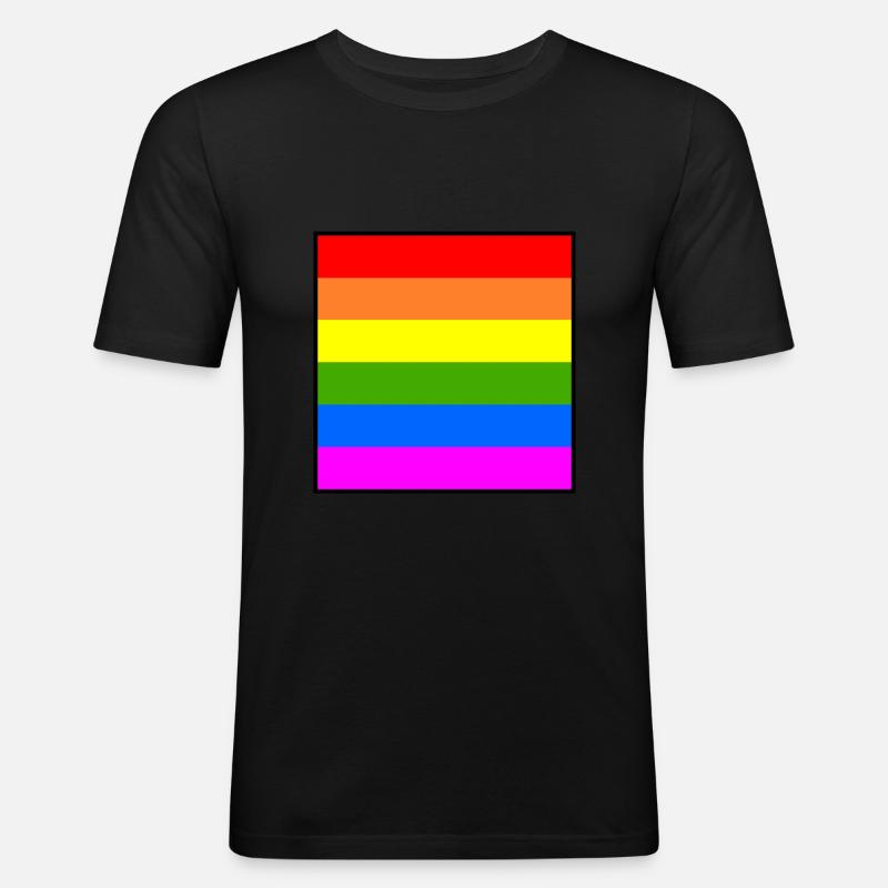 Drapeau arc-en-ciel Drapeau LGBT arc-en-ciel - T-shirt près du corps Homme - noir