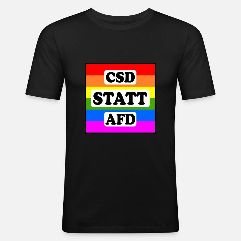 Csd statt afd - Männer Slim Fit T-Shirt - Schwarz