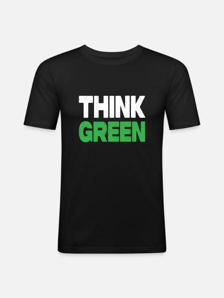 Think Green - Männer Slim Fit T-Shirt - Schwarz