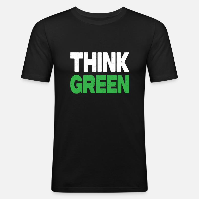 Think Green - Männer Slim Fit T-Shirt - Schwarz
