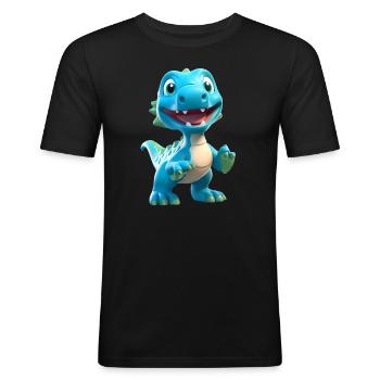 3D Cartoon Dinosaur - Men's Slim Fit T-Shirt - black - Front - Nik (191cm)