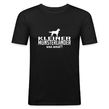 KLEINER MÜNSTERLÄNDER was sonst - Männer Slim Fit T-Shirt - Schwarz - Vorne - Nik (191cm)