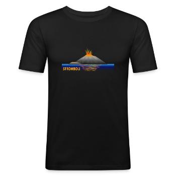 Stromboli volcano always active - Men's Slim Fit T-Shirt - black - Front - Nik (191cm)