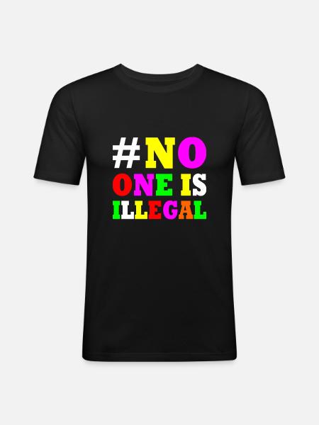 No one is illegal - Men's Slim Fit T-Shirt - black