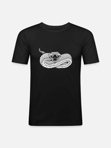 Schlange - weiß - Männer Slim Fit T-Shirt - Schwarz