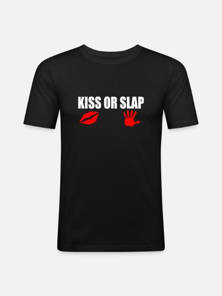 Kiss or slap - Men's Slim Fit T-Shirt - black