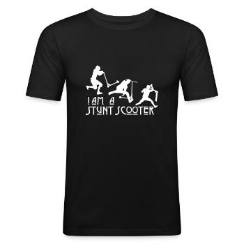 Scooter acrobatique - T-shirt près du corps Homme - noir - Devant - Nik (191cm)