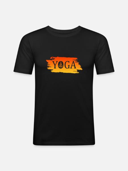 Yoga - Männer Slim Fit T-Shirt - Schwarz
