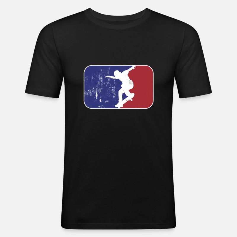 Skater Logo - Männer Slim Fit T-Shirt - Schwarz