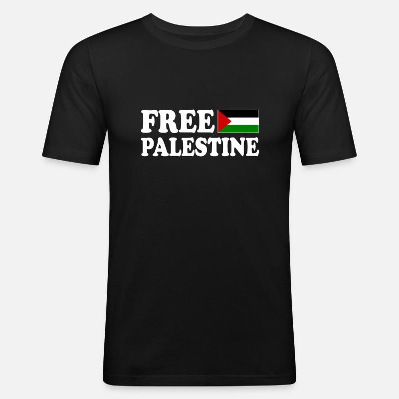 Free palestine - Männer Slim Fit T-Shirt - Schwarz