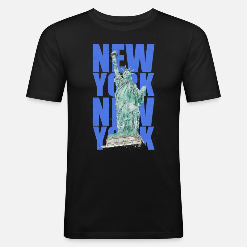 Freiheitsstatue New York - Männer Slim Fit T-Shirt - Schwarz