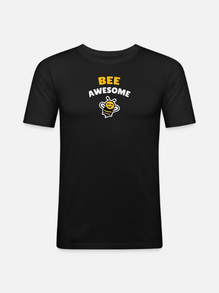 Bee awesome - Männer Slim Fit T-Shirt - Schwarz