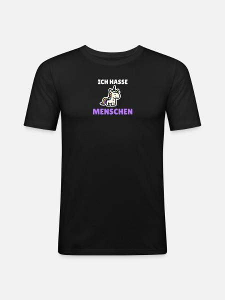 Ich hasse Menschen - Männer Slim Fit T-Shirt - Schwarz