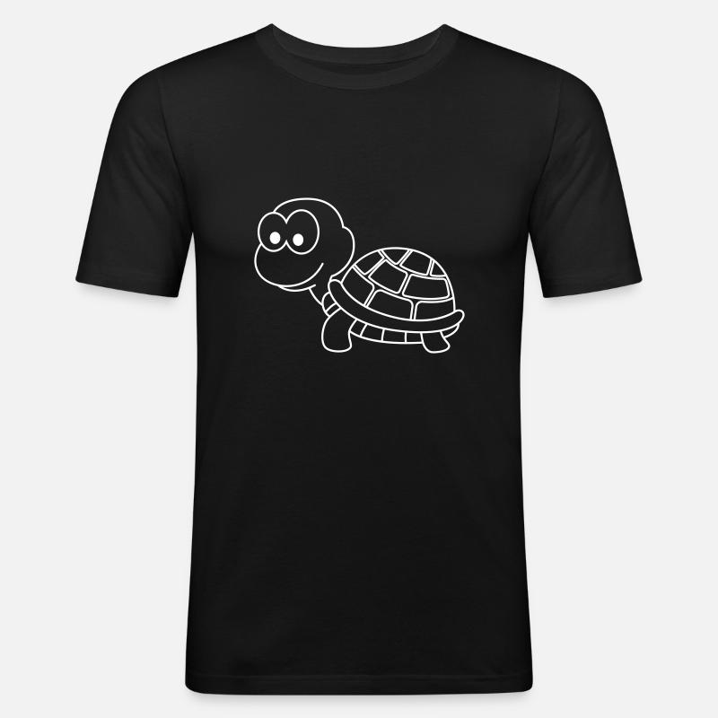 Schildkröte Comic Tier - Männer Slim Fit T-Shirt - Schwarz