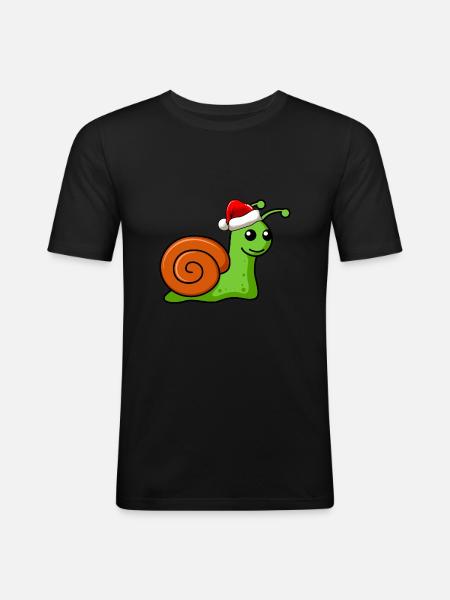 Snail Comic Christmas - Men's Slim Fit T-Shirt - black