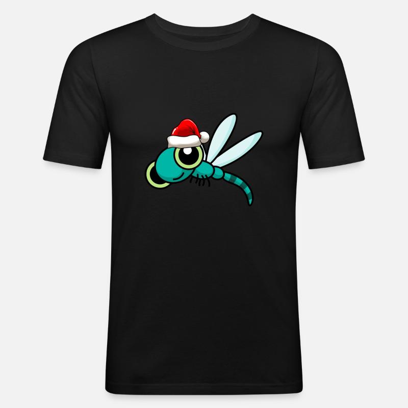 Drachenfliege Weihnachten libelle - Männer Slim Fit T-Shirt - Schwarz