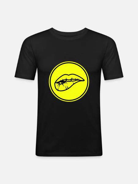 Lèvres - T-shirt près du corps Homme - noir