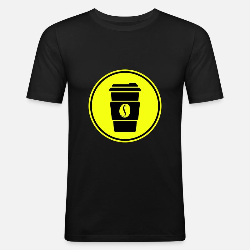 Kaffee Symbol - Männer Slim Fit T-Shirt - Schwarz