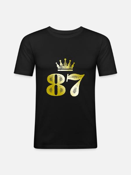 87 Numéro Krone Or - T-shirt près du corps Homme - noir