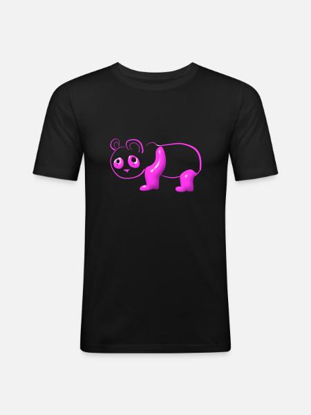 Pink Panda Symbol Animal Bear - Men's Slim Fit T-Shirt - black