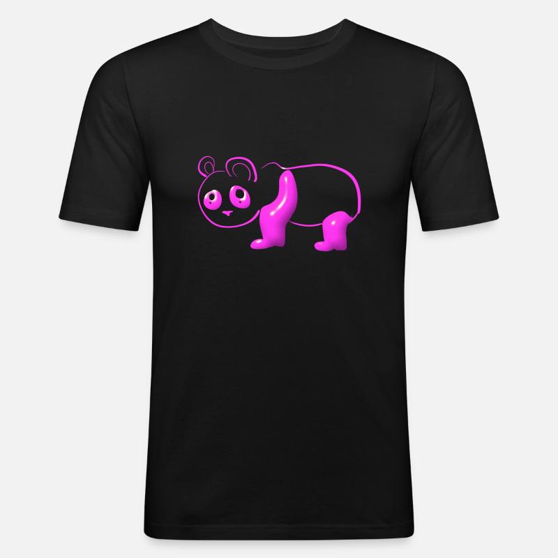 pinker Panda Symbol Tier Bär - Männer Slim Fit T-Shirt - Schwarz