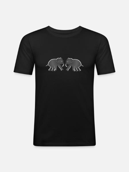 two elephant animals animals - Men's Slim Fit T-Shirt - black