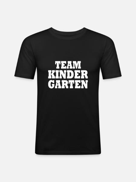 Team kindergarten - Männer Slim Fit T-Shirt - Schwarz