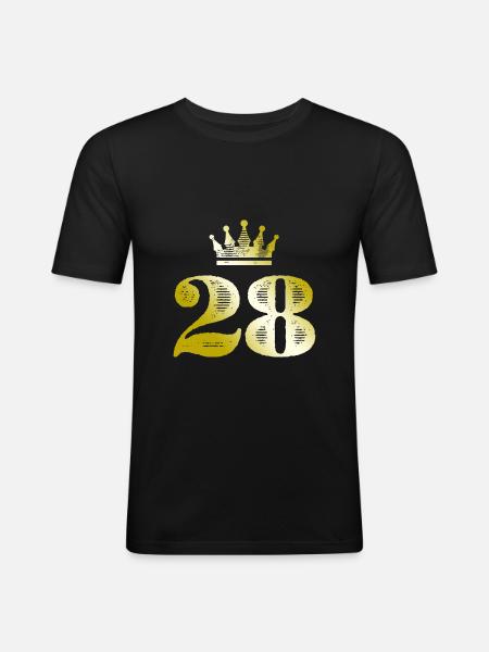 28 Chiffre Couronne Or - T-shirt près du corps Homme - noir