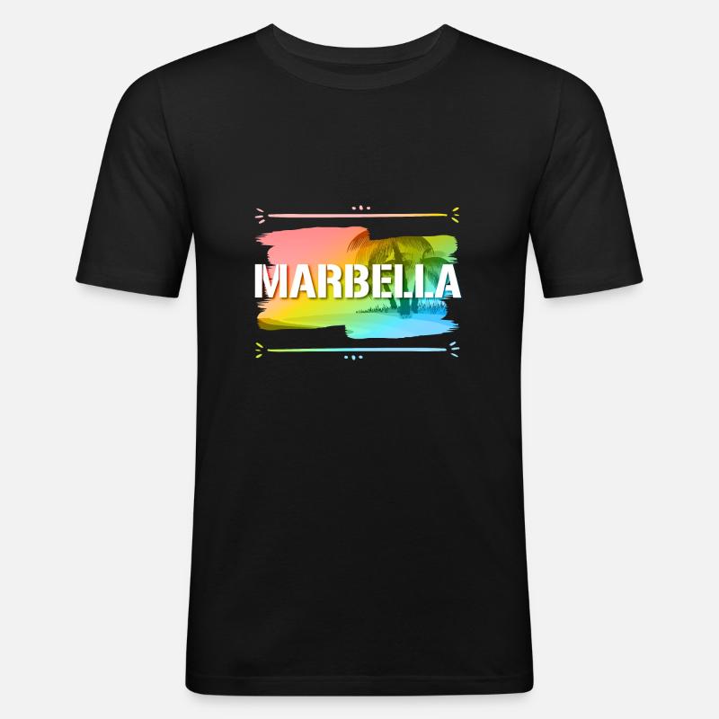 Marbella - Männer Slim Fit T-Shirt - Schwarz